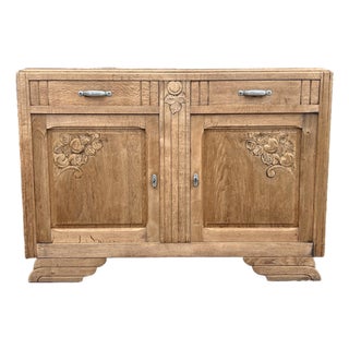 French Art Deco 1935's Bleached Oak Two Door Buffet For Sale