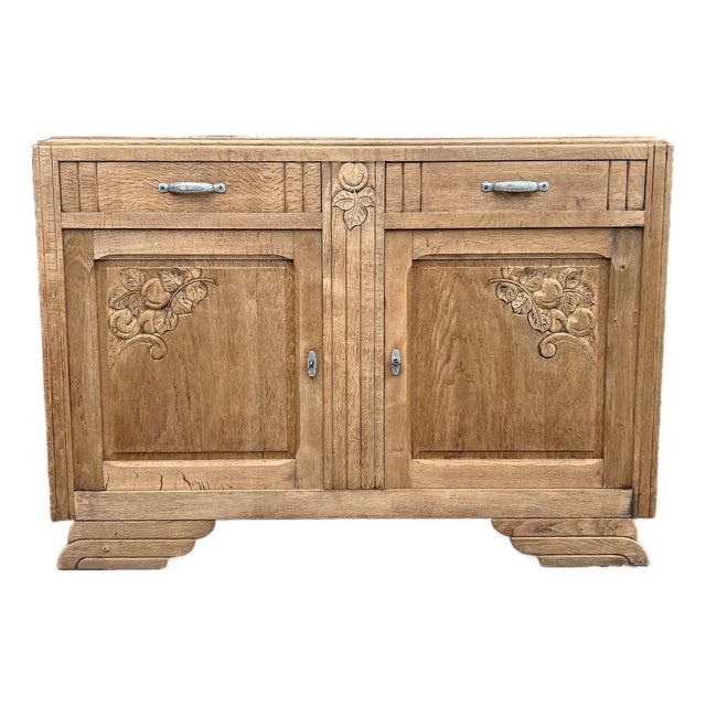 French Art Deco 1935's Bleached Oak Two Door Buffet For Sale