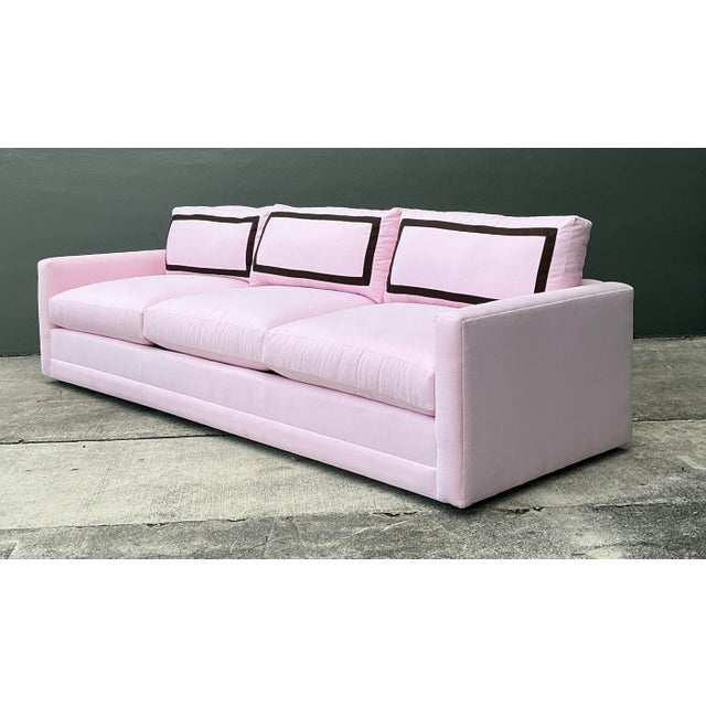 Vintage Cr Laine Three Seat Sofa in Romo “Linara Rosewater” With Samuel and Sons Trim For Sale In West Palm - Image 6 of 12