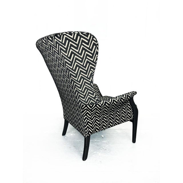 Mid-Century Modern #750 Froxfield Wing Back Chair in Mono Velvet Jacquard by Parker Knoll, 1980s For Sale - Image 6 of 12