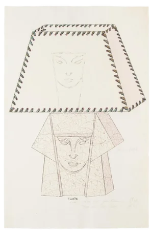 Unknown - Lamp - Original China Ink and Watercolor - Late 19th Century