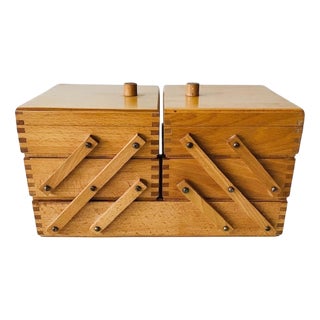 Mid-Century Modern Danish Folding Wooden Sewing Box, 1960s For Sale