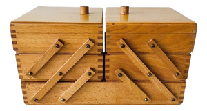 Mid-Century Modern Danish Folding Wooden Sewing Box, 1960s