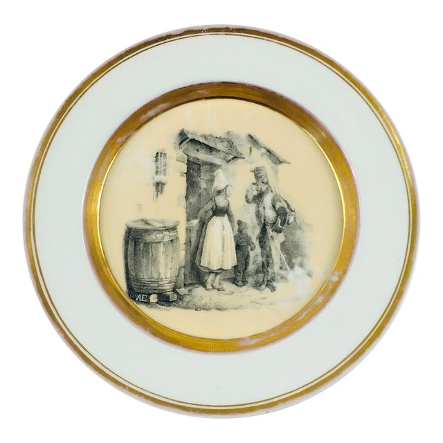 Antique Decorative Plate Hand Painted Porcelain From Kpm Berlin, Germany, 1800s For Sale
