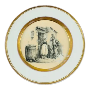 Antique Decorative Plate Hand Painted Porcelain From Kpm Berlin, Germany, 1800s