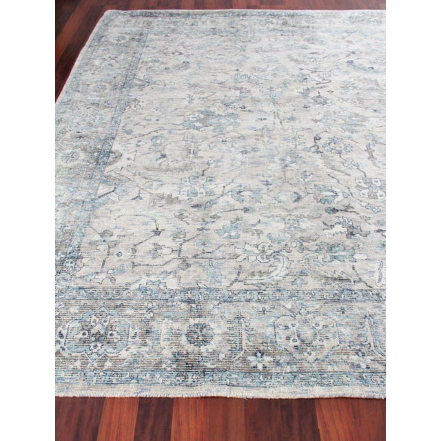Exquisite Rugs Biron Handmade Wool & Viscose Beige & Blue - 14'x18' For Sale - Image 4 of 9