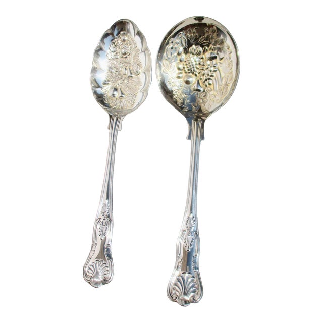 Sheffield Set of Berry Spoons Circa 50s -Set of 2 For Sale