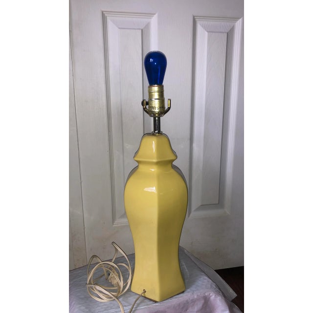 Mid Century Modern Canary Yellow Asian Influence Table Lamp For Sale - Image 4 of 12
