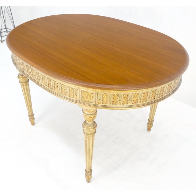 French Gold Gilt Fine Carved 48" Walnut Oval Top Dining Center Table Stunning! For Sale - Image 14 of 14