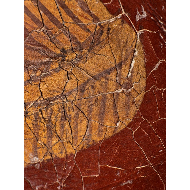 Late 19th Century Large Antique Hand-Painted Leather Wall Hanging – Neoclassical Arabesque Motif For Sale - Image 5 of 13
