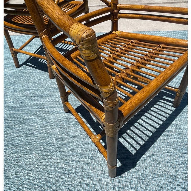 Tan Pair of Authentic McGuire Target Back Vintage Rattan Armchairs For Sale - Image 8 of 10