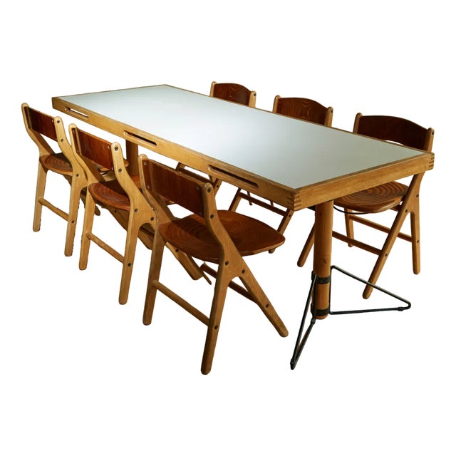 Dining Table and Chairs by Marc Held for Ibm, 1980s, Set of 7 For Sale