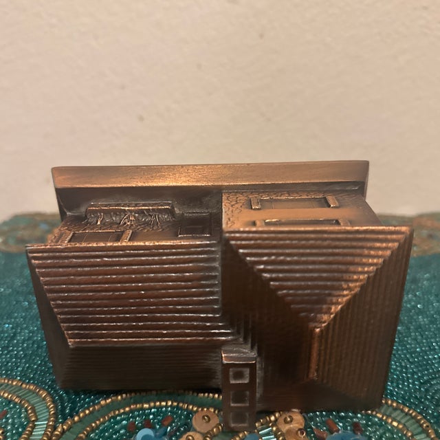 Mid-Century Modern Cast Metal Split-Level House Sculptural Object For Sale - Image 9 of 12