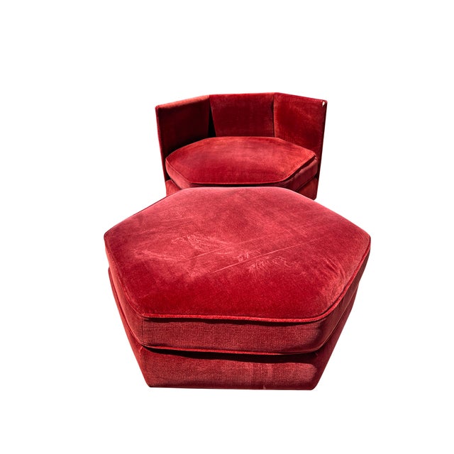 Mid Century Modern Vintage Chair and Ottoman in Milo Baughman Style Design For Sale - Image 9 of 10