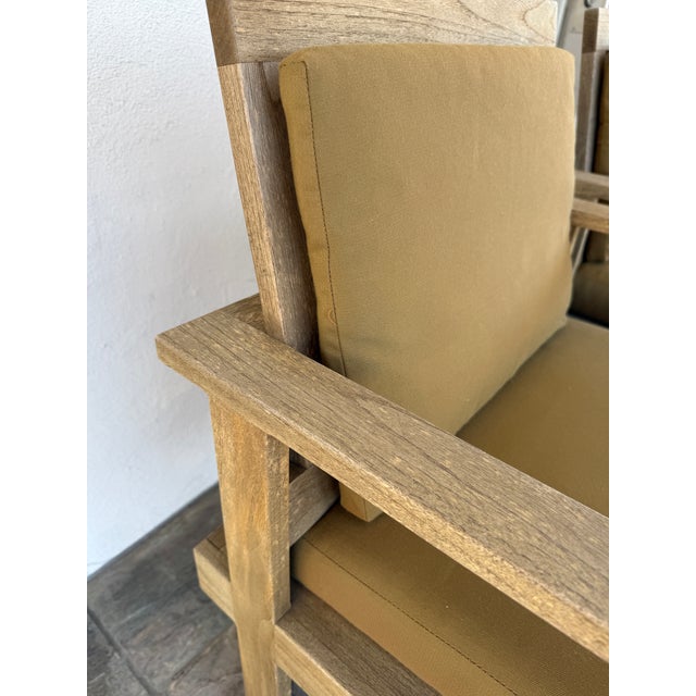 Wood Williams-Sonoma Home Outdoor Teak Wood Arm Chairs, Pair For Sale - Image 7 of 10