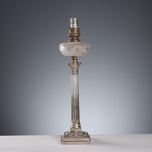 Corinthian Column Lamp in Sterling Silver from Hawksworth Eyre & Co. Sheffield For Sale - Image 9 of 9