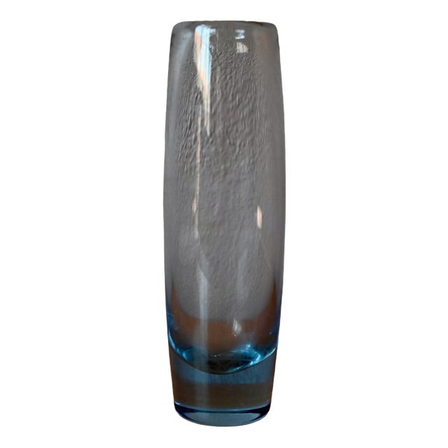Scandinavian Modernist Blue Glass Vase by Per Lütken for Holmegaard, Denmark, 1950s For Sale