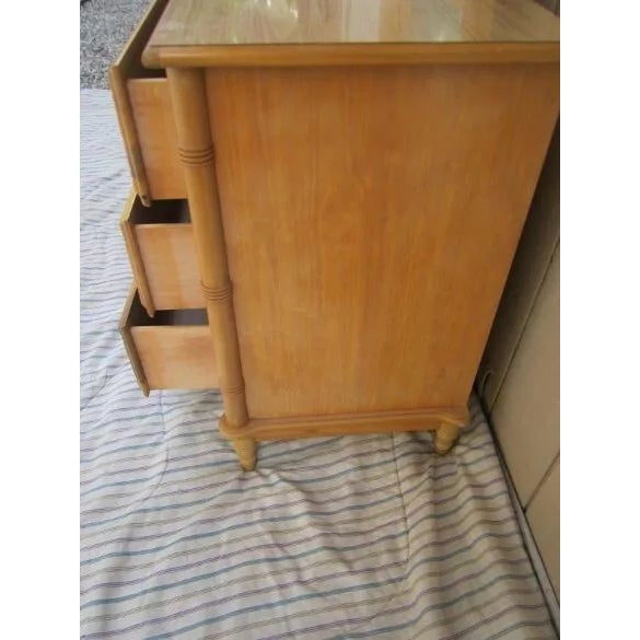 Hollywood Regency 1980s Hollywood Regency Dresser 6 Drawer Honey Color With Mirror For Sale - Image 3 of 12