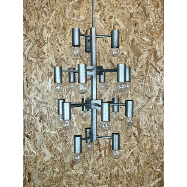 Large Chrome & Metal Chandelier Pendant Lamp For Sale - Image 13 of 14
