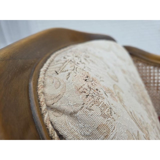 Wood Vintage Danish Chair in Woven Wool and Velour, 1940s For Sale - Image 7 of 18