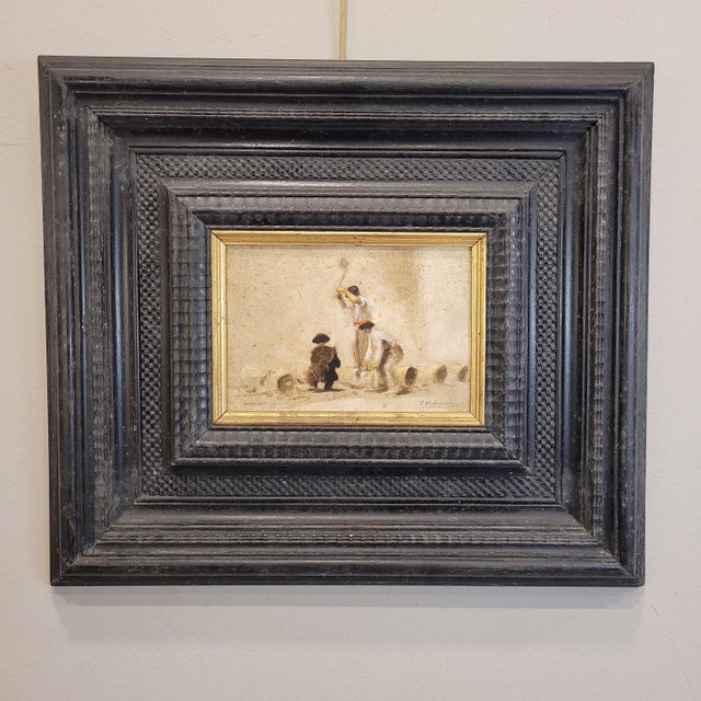 C. Vidaime, Basque Customs, Early 20th Century, Oil Painting on Board, Framed, Set of 2 For Sale - Image 4 of 18