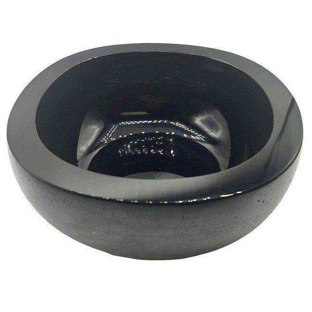 Mid 20th Century Italian Murano Black Art Glass Bowl Signed Boudin Murano For Sale In Los Angeles - Image 6 of 9