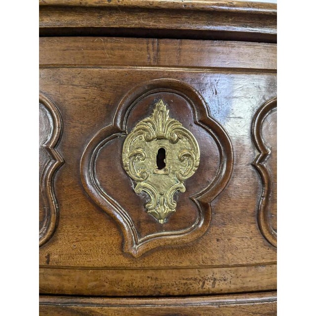 Metal 18th Century Lyonnaise Chest of Drawers in Carved Walnut and Bronze For Sale - Image 7 of 9