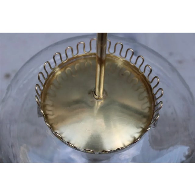Mid-Century Modern Italian Brass and Engraved Crystal Lantern Ceiling Lamp, 1950s For Sale - Image 3 of 12