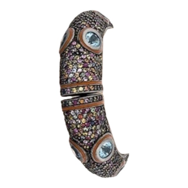 2020s Matthew Campbell Laurenza Cuff Bracelet Sapphire Topaz Cuff Bangle Gemstone MCL For Sale - Image 5 of 6