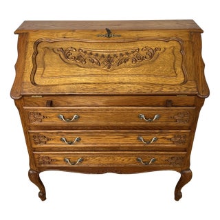 Vintage French Style Secretaire in Oak For Sale