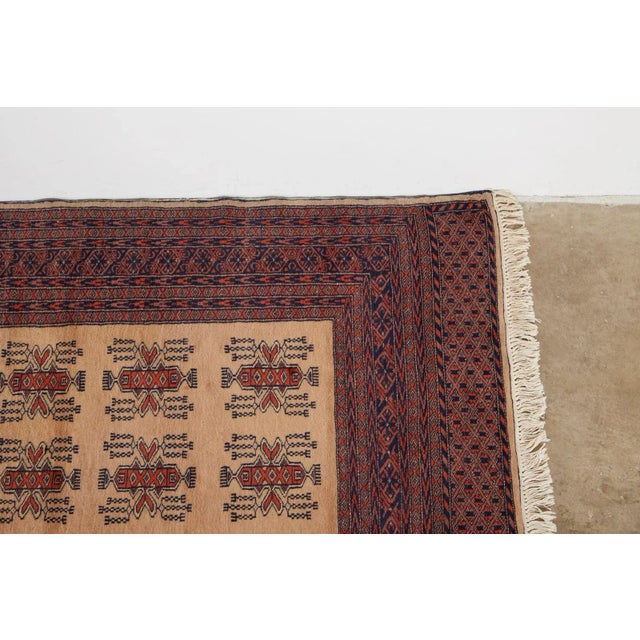 Beige Vintage Turkmen Style Pakistani Wool Rug For Sale - Image 8 of 13