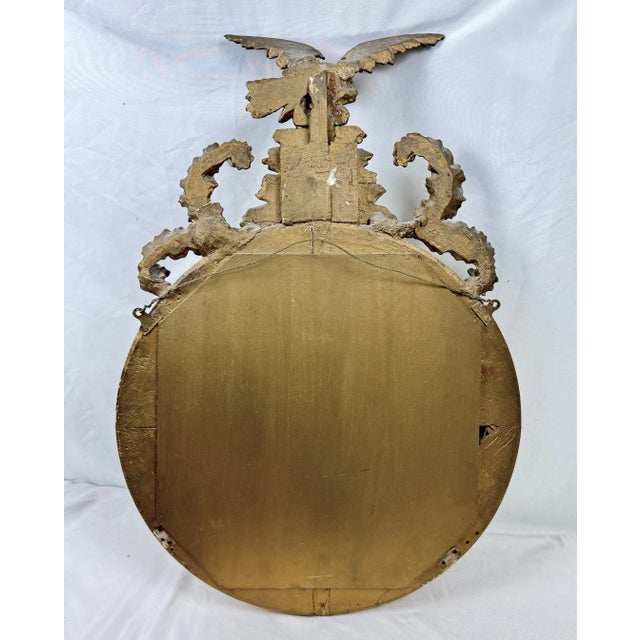 Gold Georgian Giltwood Convex Mirror With an Eagle For Sale - Image 8 of 11