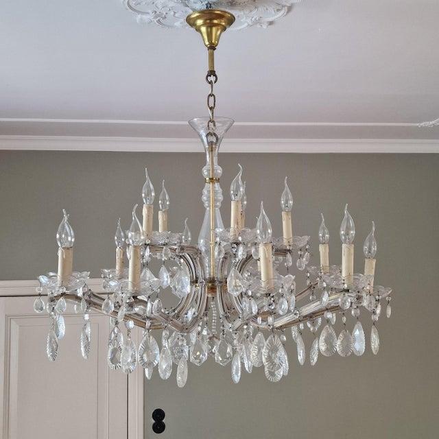 Large French Crystal Chandelier, 1930s For Sale - Image 8 of 15