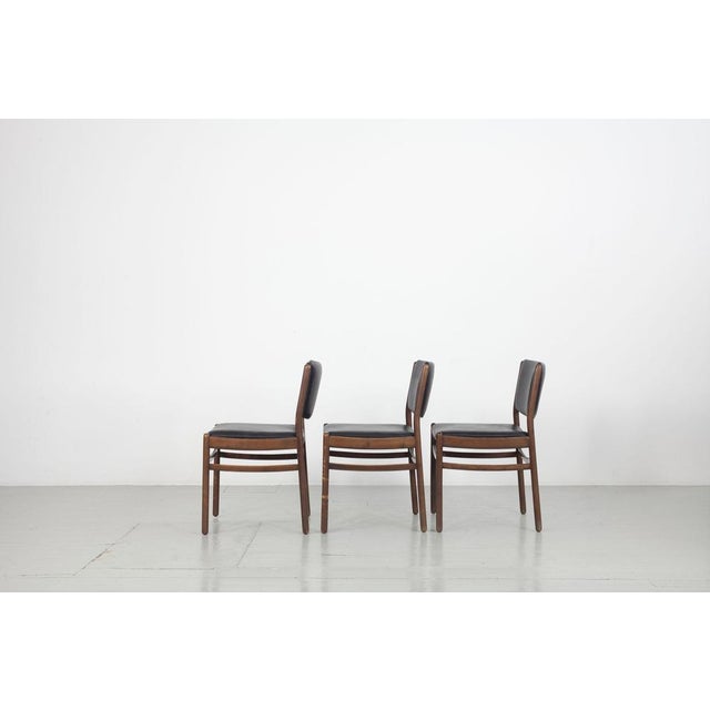 Wooden Chairs with Leatherette Upholstery, Italy, 1960s, Set of 3 For Sale - Image 6 of 18