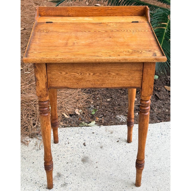 Antique Slant Top Chestnut Pine Writing Desk For Sale - Image 12 of 12