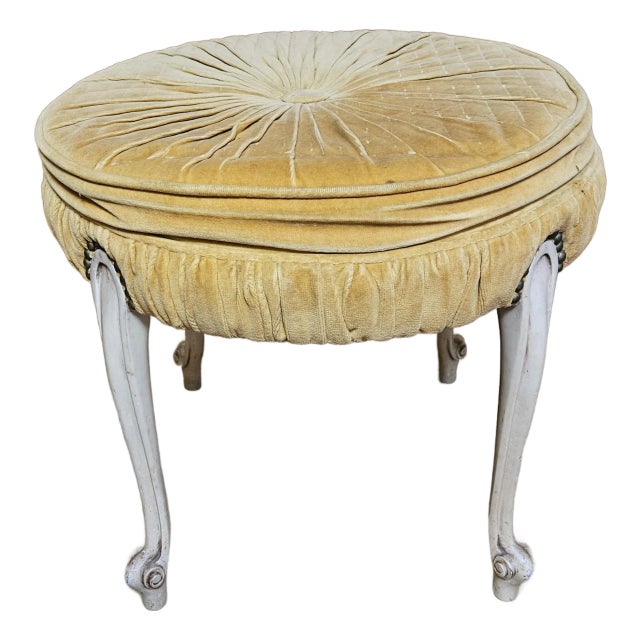 Vintage Louis XV French Vanity Stool – Cabriole Legs – Hollywood Regency For Sale
