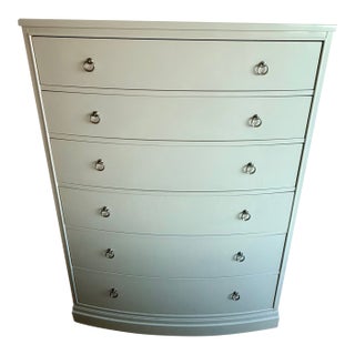 Ethan Allen White Bow Front Dresser With Ring Pull Hardware For Sale