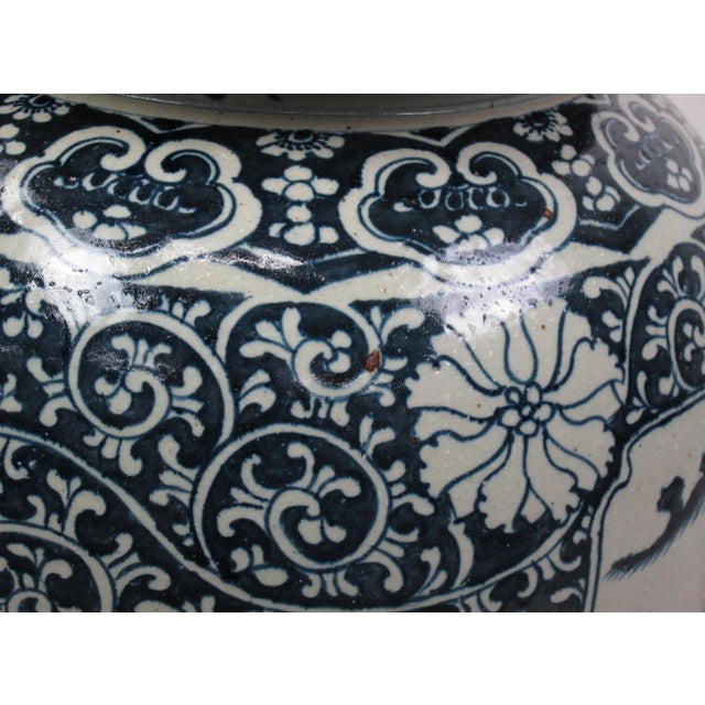Blue Chinese Grand Blue and White Porcelain Ginger Jar For Sale - Image 8 of 11