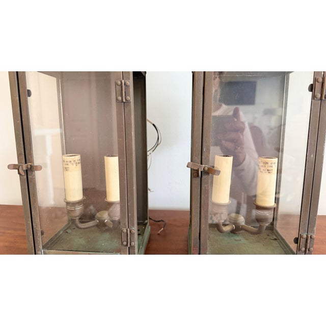 Visual Comfort Copper Patina & Glass Outdoor Light Fixtures - a Pair For Sale - Image 12 of 12