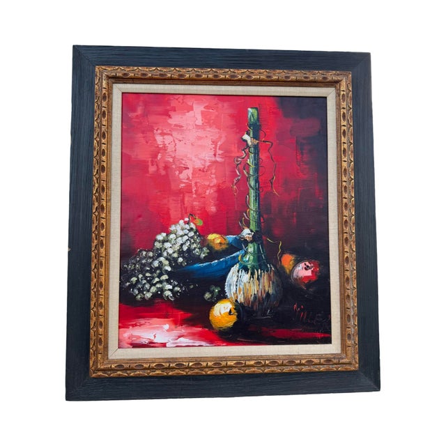 Mid-Century Modern Framed Mid Century Still Life Oil Painting For Sale - Image 3 of 4