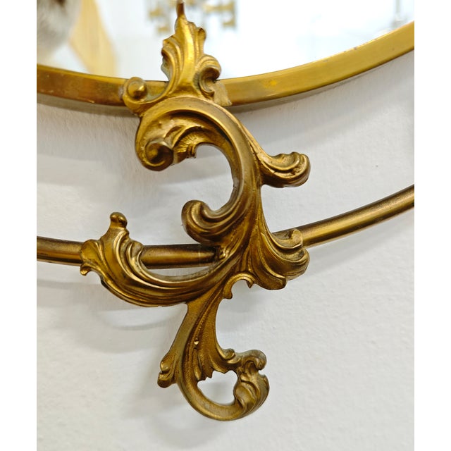 1950s Mid-Century Modern Oval Brass Mirror with Decoration, 1950s For Sale - Image 5 of 10