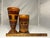 Brown Folk Art Parquetry Vases: 20th Century American Pair For Sale - Image 8 of 8