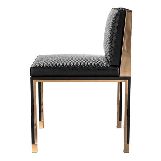 "Victoria" Chair With Stainless Steel, Bronze and Woven Leather For Sale - Image 9 of 13