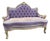 1980 French Louis XVI Gilt Purple Damask Settee 1Pc For Sale
