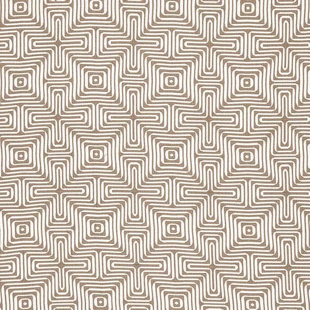 Sample - Schumacher X Trina Turk Amazing Maze Indoor & Outdoor Fabric in Sand For Sale