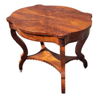 19th Century American Empire Flame Mahogany Center Table. For Sale