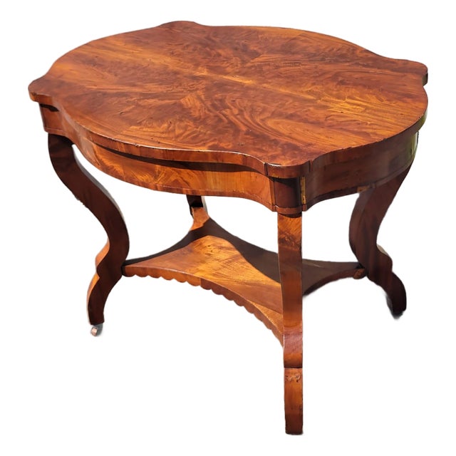 19th Century American Empire Flame Mahogany Center Table. For Sale