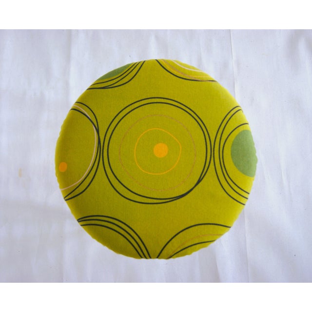 Pair of Teak Stools With Newer Upholstered Seats With Green Design Fabric - Denmark 1960s. For Sale - Image 6 of 9