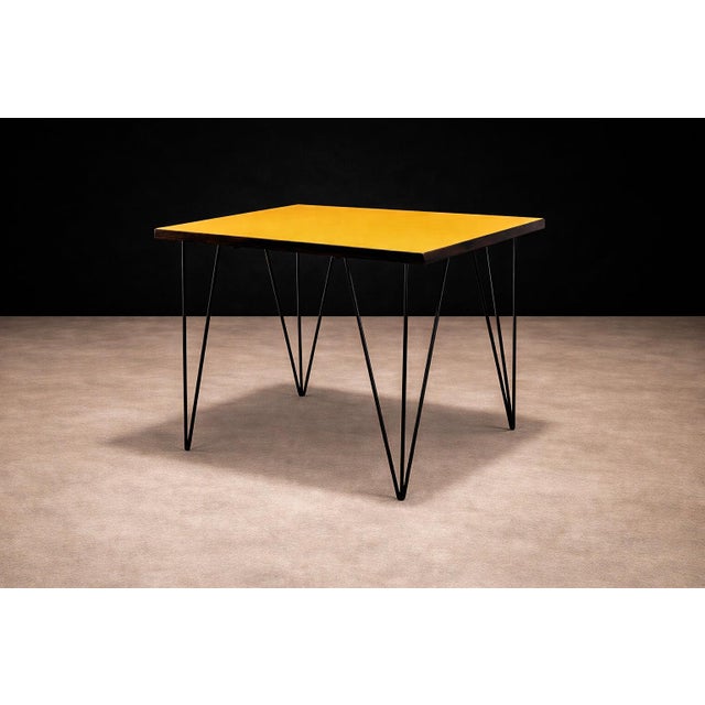 Mid-Century Modern Table in Hardwood & Iron, Unknown 1950s For Sale - Image 3 of 9