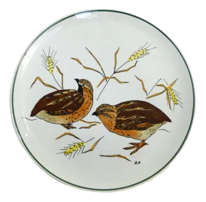 Plate with Hand-Painted Bird Decoration from Gien, France, 1960s